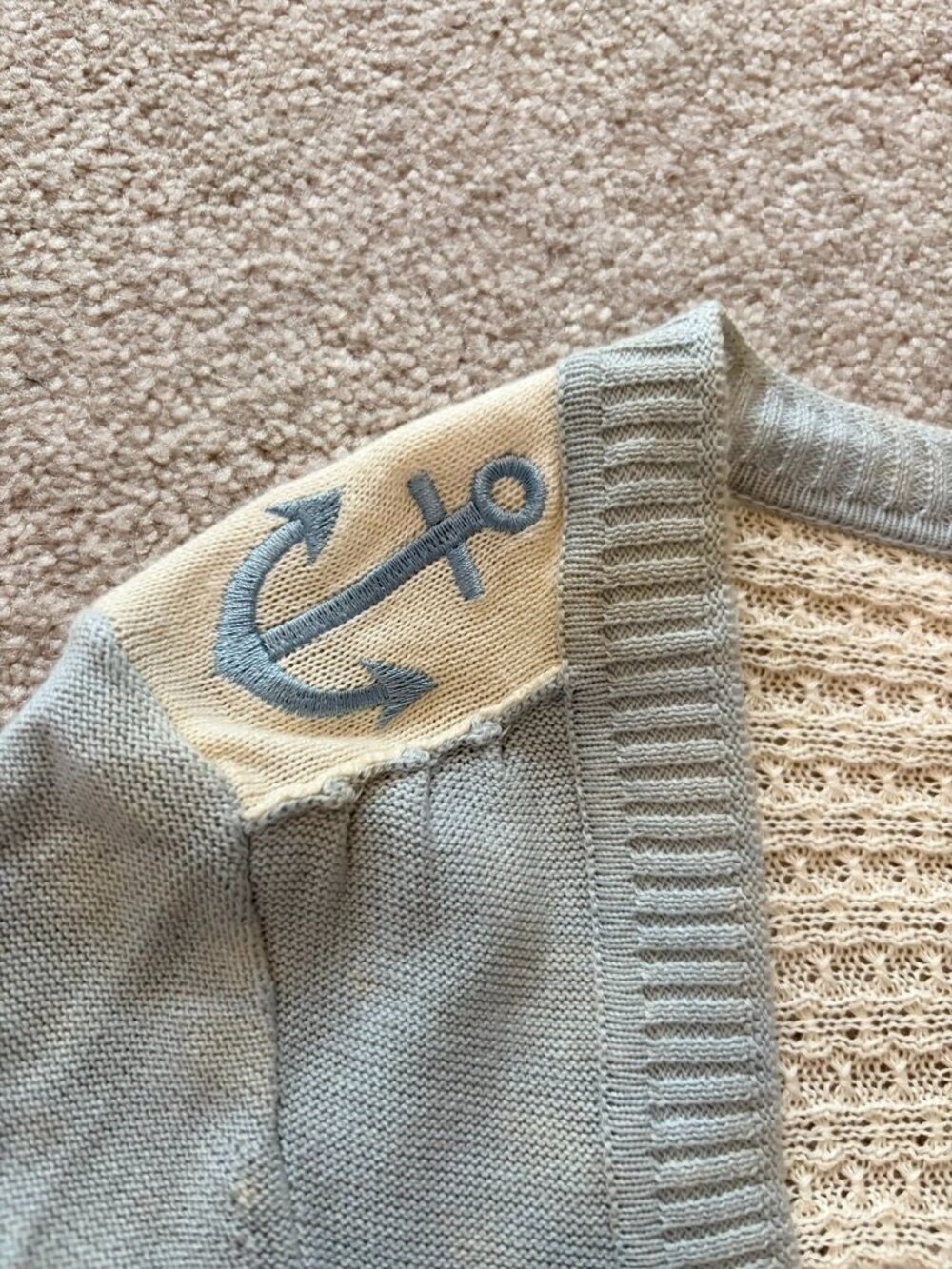 NWT Moth Anthropologie Nautical Ship Cardigan Sweater | Size M | Sky Blue - Picture 4 of 9
